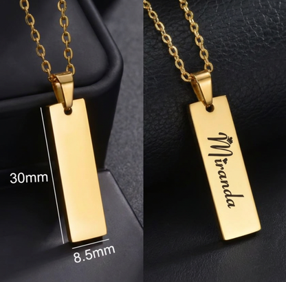 Goxijite Engrave Color Eyes Picture Necklace Thick Chain Stainless Steel Glossy Bar Custom Pendant Men Women Commemorative Gift